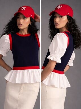 By Anthropologie Layered Poplin Top